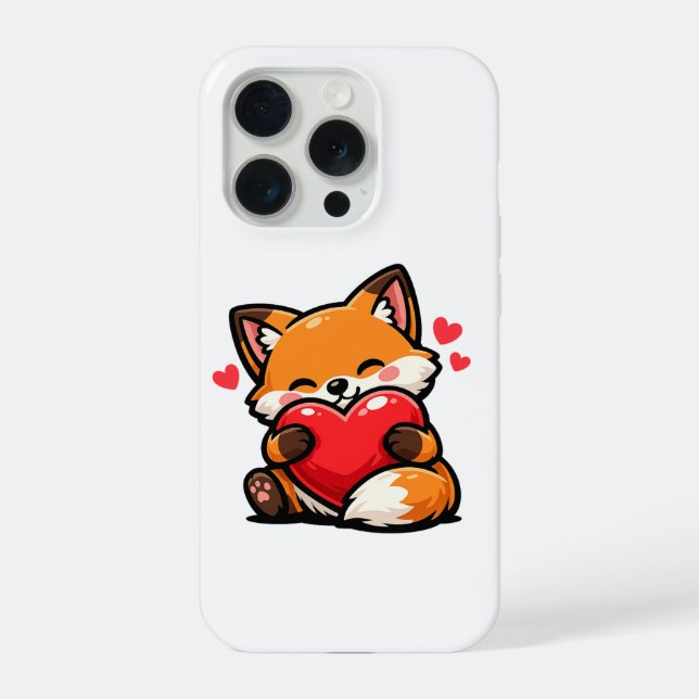 Cute Fox Hugging Heart – Kawaii Love Animal (Verso)