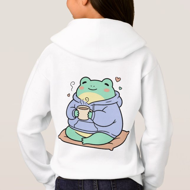Cute Frog Cozy – Kawaii Frog Coffee T-Shirt (Verso)