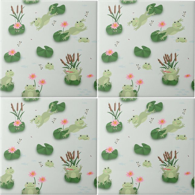 Cute Frogs in Lily Pond Nursery Gender Neutral (Cute Frogs in Lily Pond Nursery Gender Neutral Ceramic Tile)