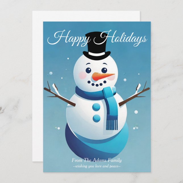 Cute Frosty O Cartão De Férias Neve (Frente/Verso)