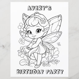 Cute garden fairy birthday coloring activity 