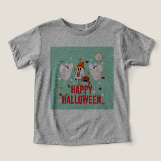 Cute Ghost Trio Happy Halloween Half Sleeve (Design frontal)