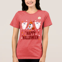 Cute Ghost Trio Happy Halloween Half Sleeve