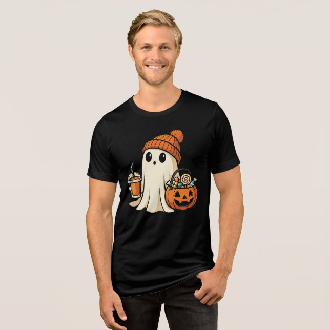 Cute Ghost with Candy & Pumpkin Drink (Frente Completa)