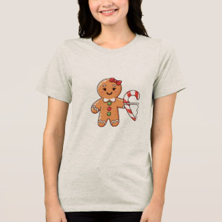 Cute Gingerbread Girl with Broken Candy Cane Heart