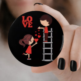 Cute Girl And Boy Romantic Pink Button