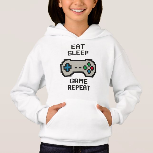 Cute Girls Gaming Hoodie – Pixel Art Kids Sweatshi (Frente)