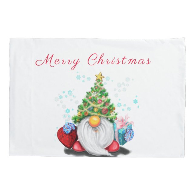 Cute Gnome with Christmas Tree Hat and Gift - Fun  (Verso)