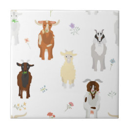 Cute Goats Farm Animals Kids Seamless Pattern