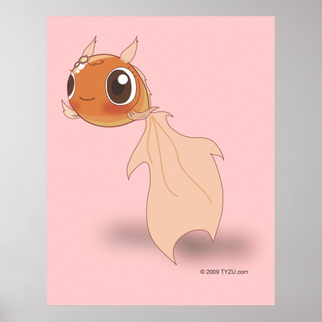 Cute Goldfish Funny Anime Cartoon Character Poster (Frente)