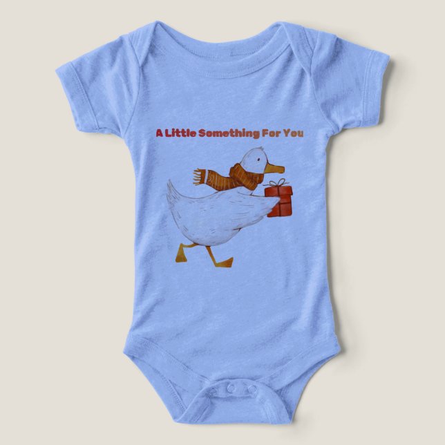 Cute Goose Holding Gift Baby Bodysuit  (Design frontal)