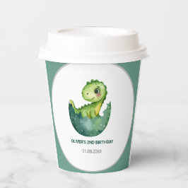 Cute Green Dinosaur Watercolor Kids Birthday Party