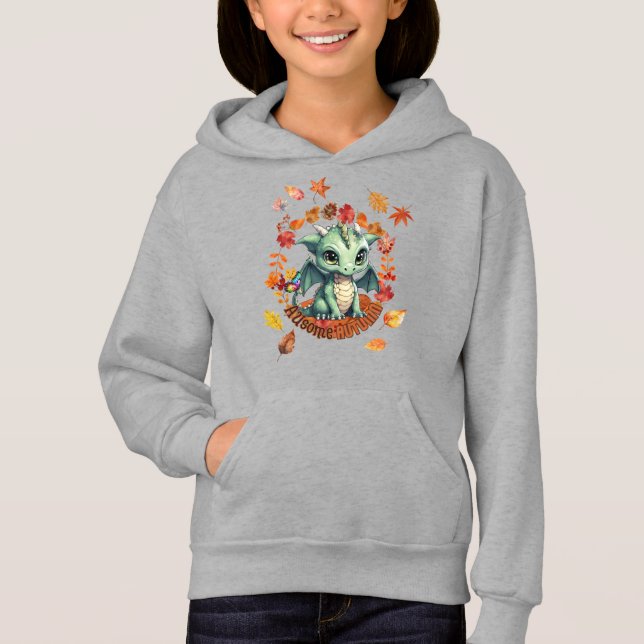 Cute Green Dragon “Autism Awesome Autumn” Design  (Frente)