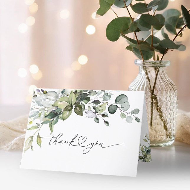 Cute Greenery Caligrafia Agradecimento de Engajame (Criador carregado)