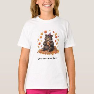 Cute Halloween Pumpkin Spice Bear Cozy Camisa de O