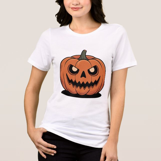 Cute Halloween Pumpkin Women’s White T-Shirt (Frente)