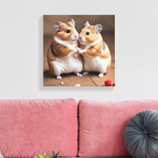 Cute Hamster Couple Canvas Print (Insitu(Sala de estar))