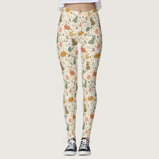 Cute Hand Drawn Spring Bunnies Leggings (Frente)