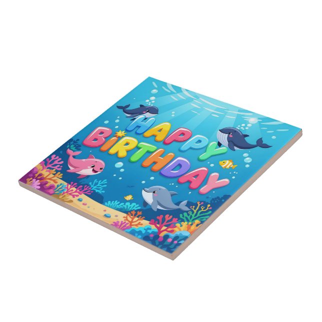 Cute Happy Birthday nautical dolphin (Lateral)