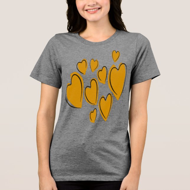 Cute Hearts Hand Drawn Yellow Romantic Doodle (Frente)