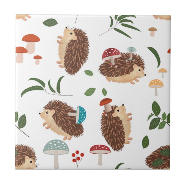 Cute Hedgehog Mushrooms Woodland Forest Animal (Frente)