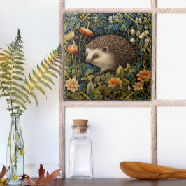 Cute Hedgehog Tapeçaria William Morris Style
