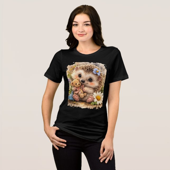 Cute Hedgehog Teddy Bear Kawaii Animal T-Shirt (Frente Completa)