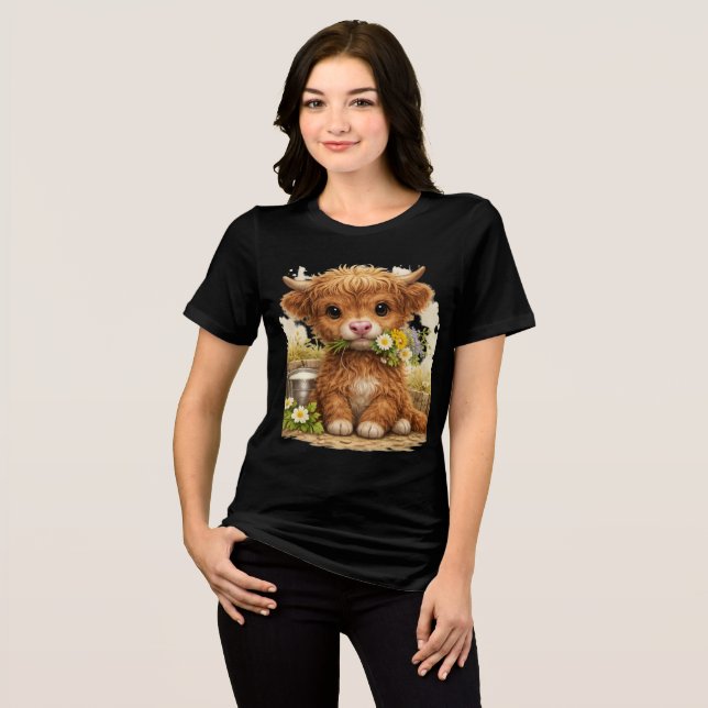 Cute Highland Cow T-Shirt Kawaii Animal Gift (Frente Completa)