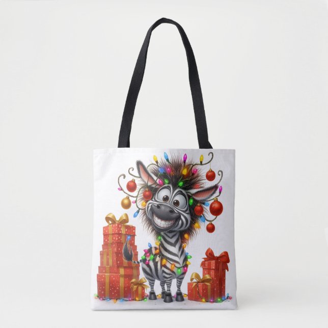 Cute Hippo e Zebra Bolsa de Natal (Frente)