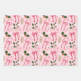 Cute Holly and Bow Wrapping Paper