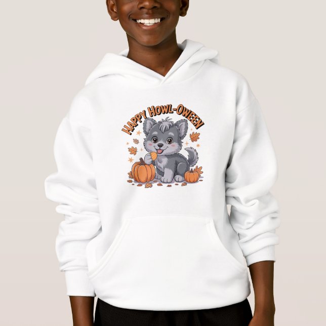 Cute Howl-oween Husky Pumpkin Shirt" (Frente)