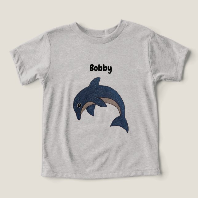Cute Jumping Dark Blue White Dolphin (Design frontal)
