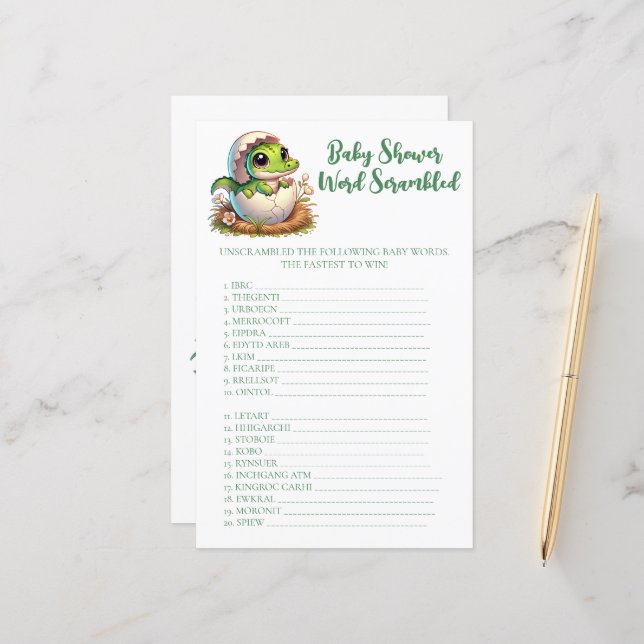 Cute Kawaii Alligator Hatching Word Scramble Game (Frente/Verso In Situ)