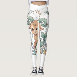 Cute Kawaii Capricorn Zodiac Sign Leggings