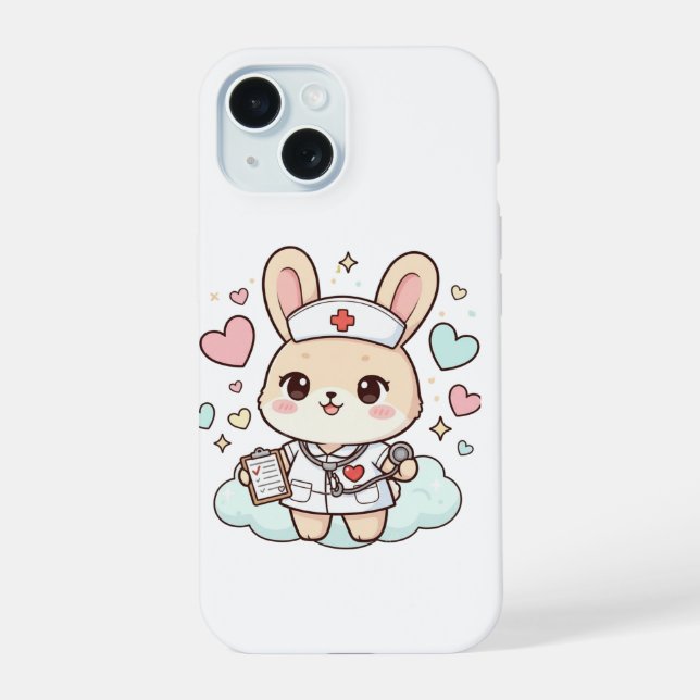 Cute Kawaii Nurse Bunny Phone Case (Verso)