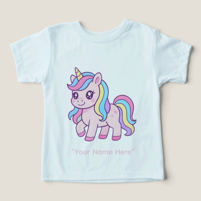 Cute Kawaii Pastel Unicorn Rainbow Girls Birthday  (Design frontal)