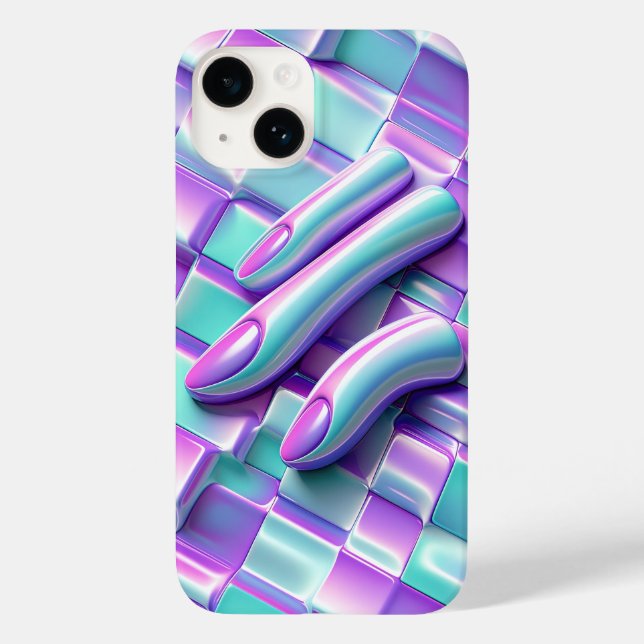 Cute Kawaii Pastel Wave Capinha de Telefone Brilha (Verso)