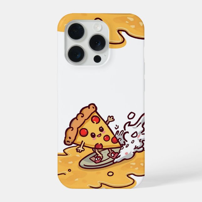 Cute Kawaii Pizza Phone Case Funny Cheesy Food (Verso)