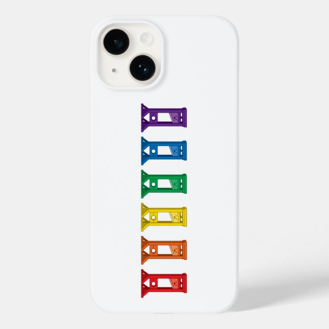 Cute Kawaii Rainbow Guillotine iPhone 14 Caso (Verso)