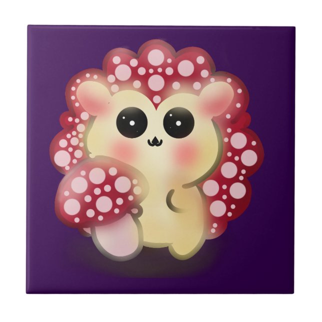 Cute Kawaii Red Mushroom Hedgehog Toadstool Art (Frente)