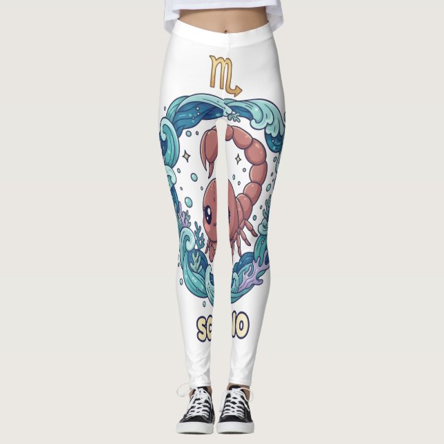 Cute Kawaii Scorpio Zodiac Sign Leggings (Frente)