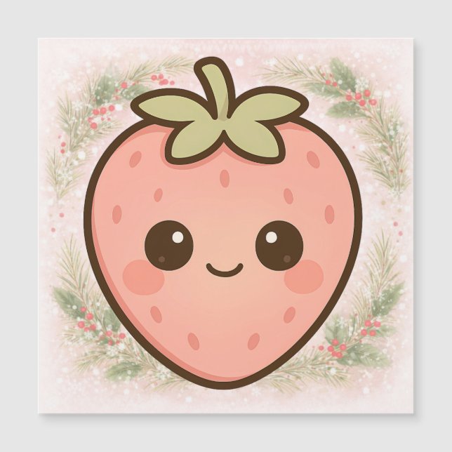 Cute Kawaii Strawberry Magnet (Frente)