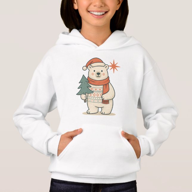 Cute Kids Christmas Polar Bear Cozy Hoodie  (Frente)