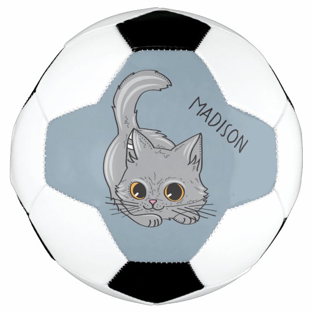 Cute Kitten nome personalizado e bola de futebol c (Frente)