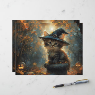Cute Kitten Vestindo um Papel de Escrapbook de Cha
