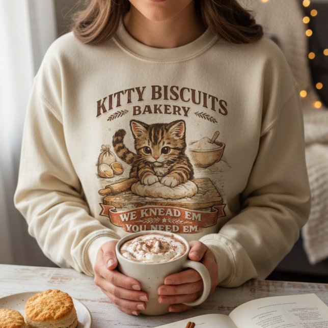 Cute Kitty Biscuits Bakery "We Knead 'Em" Pun  (Criador carregado)