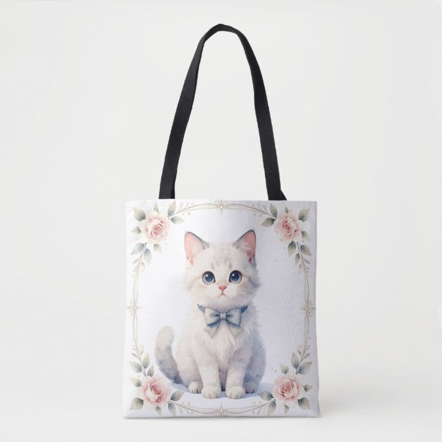 cute kitty cat tote bag (Frente)