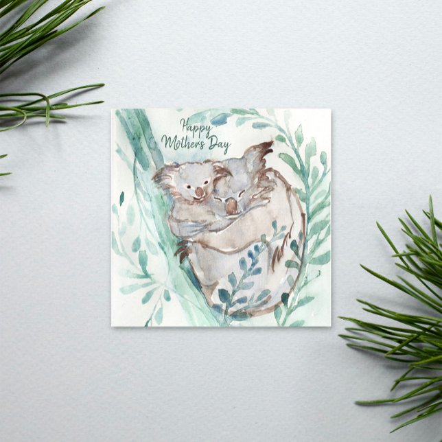 Cute Koala Baby Hug Watercolor Dia de as mães (Criador carregado)