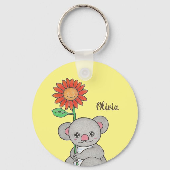Cute Koala Nome Animal Chaveiro (Frente)