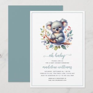 Cute Koala Oh Chá de fraldas Convite